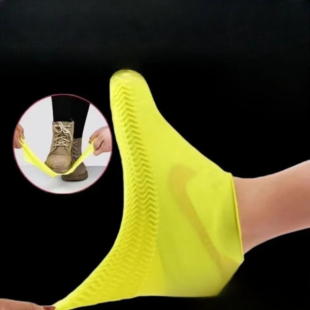 방수 레인 부츠 커버 실리콘 강화, 내마모성, 미끄럼 방지 초두꺼운 성형 레인 ..