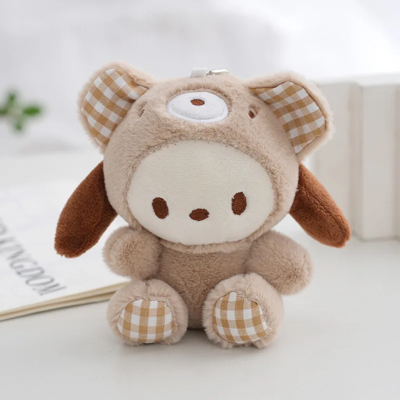 Sanrio  Purin Plush Anime 14CM Melody Cinnamoroll Kuromi Hello KittyKawaii Plushie KeyChain Bag Decoration Doll Kids Gift Toy 6