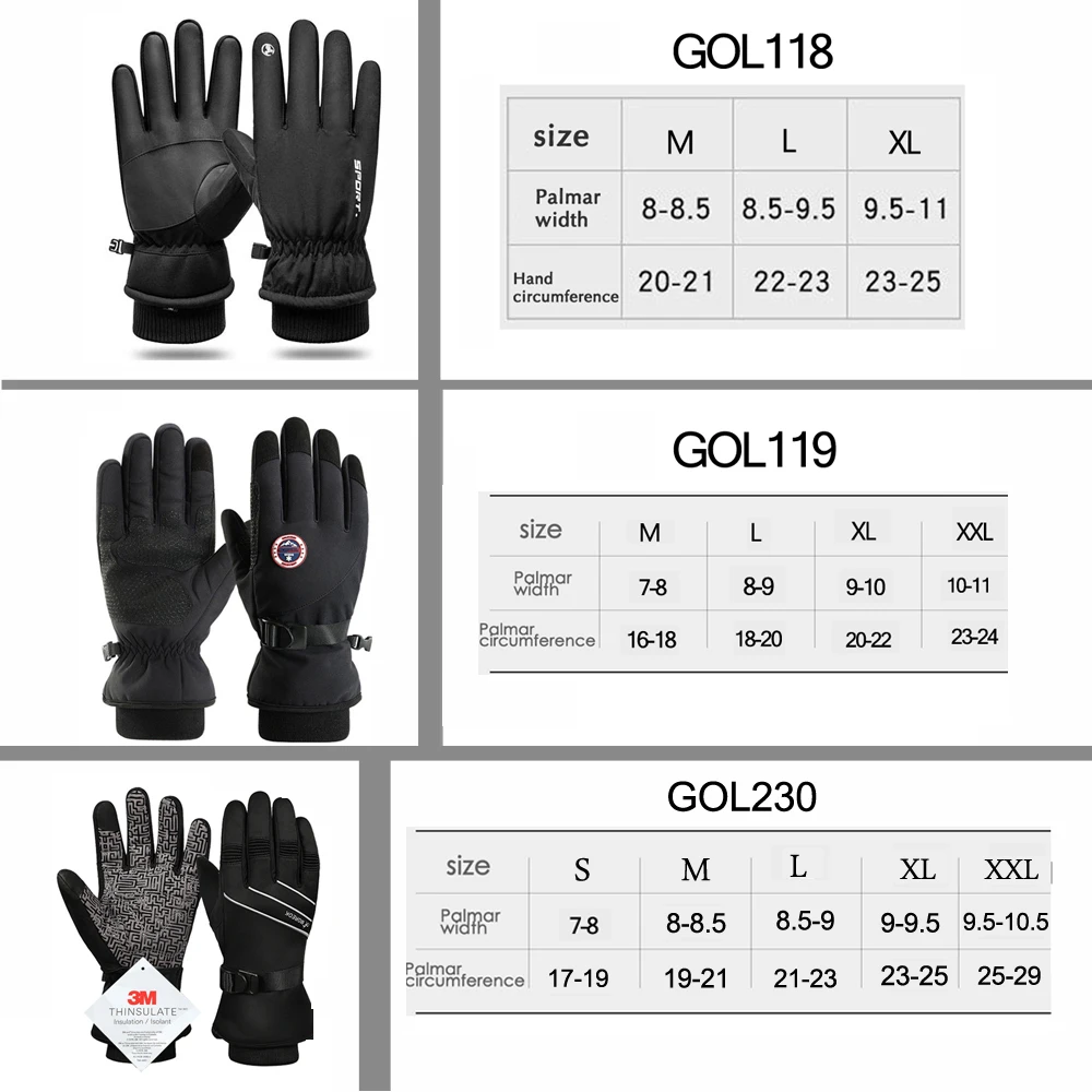 Men Winter Gloves Cycling Outdoor Sports Running Motorcycle Ski Touch Screen Fleece Non-slip Warm Full Fingers