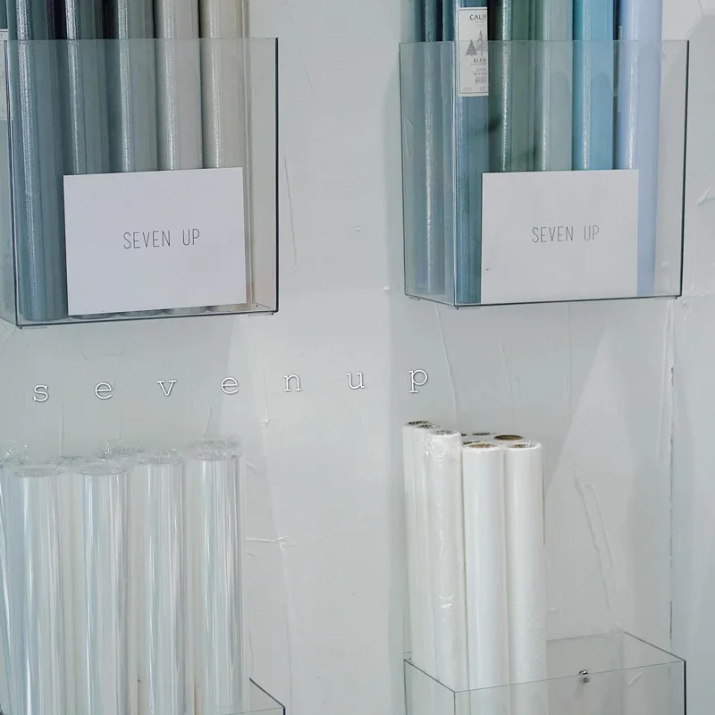 Wall-mounted Transparent Acrylic Material Flower Wrapping Paper Storage Bucket Display Stand Flower Storage Box Shop