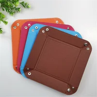 Rolling Folding Square Hexagon Dice Game Storage Tray Holder Double Sided Thick PU Leather Dice Mat Office Supply For Small Item 2