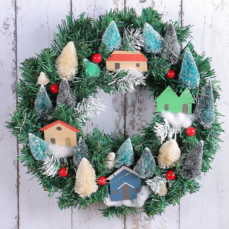 

Christmas Wreaths Christma Decorations As Shown For Front Door-Xmas Village Wreath - Holiday Decor For Home Wall Window Indoor