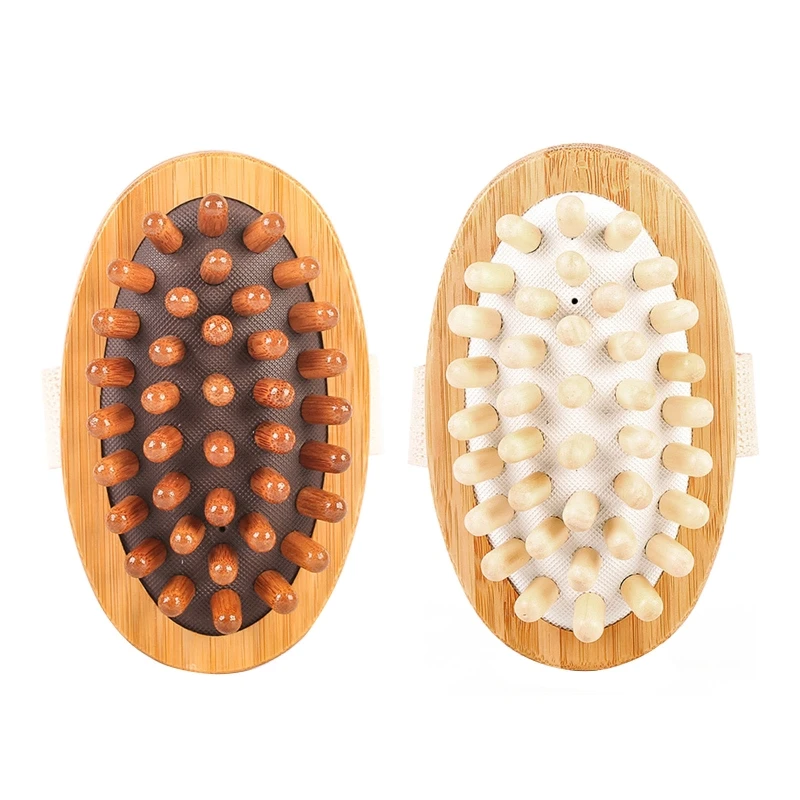 

Bamboo Wooden Massager Body Brush Handheld Anti Cellulite Cleaning Brush D0UE