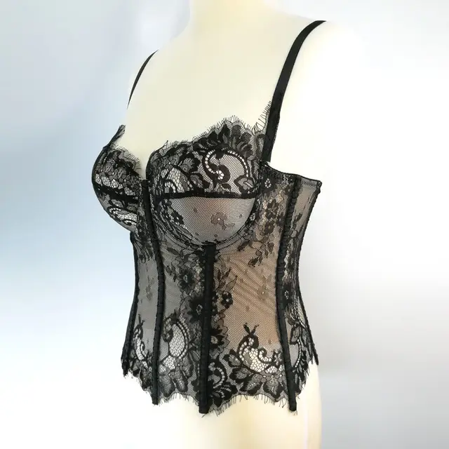 Corsetto Top In Pizzo Floreale Senza Spalline - Donna, Stampa Retro, Taglie S-XXL - Foto 6