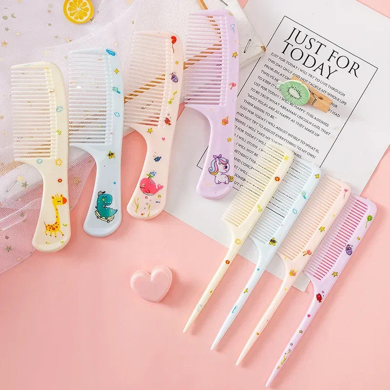 2pcs/set Children Cute Cartoon Anti-static Hair Dressing Comb Curly Portable Travel for Kids Girls Plastic Comb Hair Care Comb