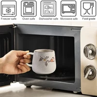 350ml Japanese Retro Ceramic Coffee Mug With Lid And Spoon Milk Breakfast Cups Home Heat-resistant Teacup Tumbler Water Mug Gift 3