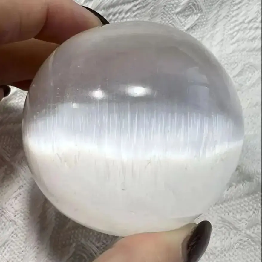 Natural White Selenite Sphere Crystal Healing Gypsum Ball Mineral Ornaments Raw Stone Crafts Home Decor 4