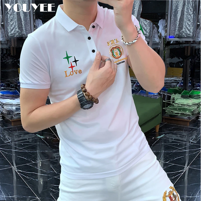 2022 New Polo Men's Heavy Craft Embroidery Trendy Male Pink