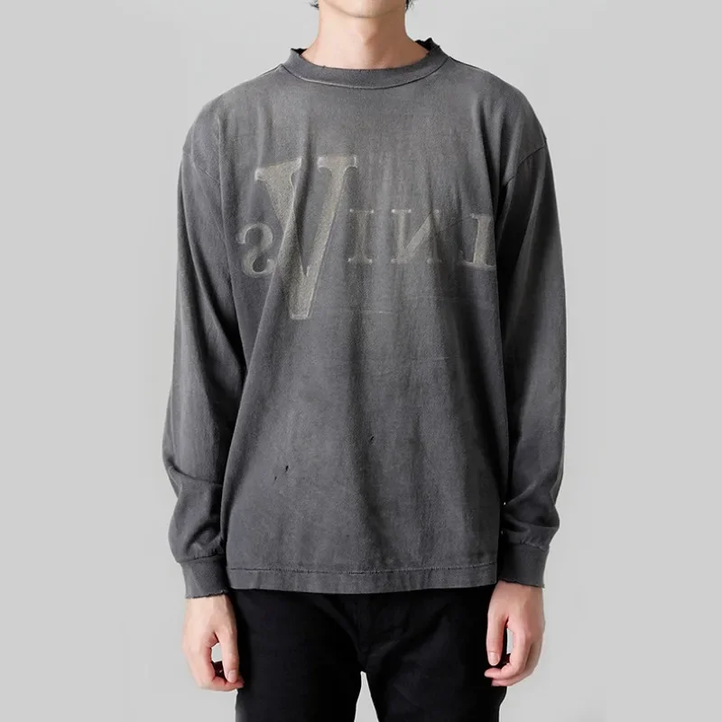 

SAINT MICHAEL Washed Long Sleeves Men Women 1:1 High Quality Vintage Oversized Pullovers