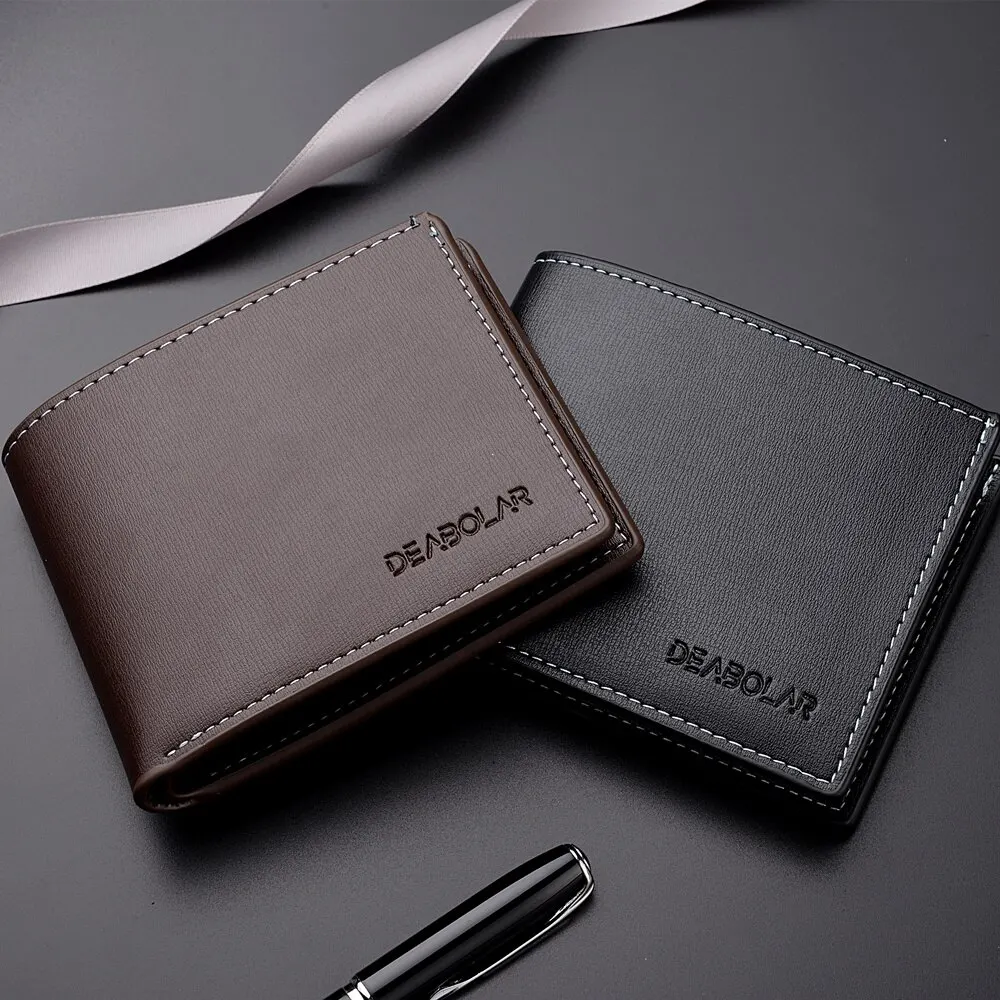 Leather Wallet Pu Men Short Thin Style Folding Credit Card Holder