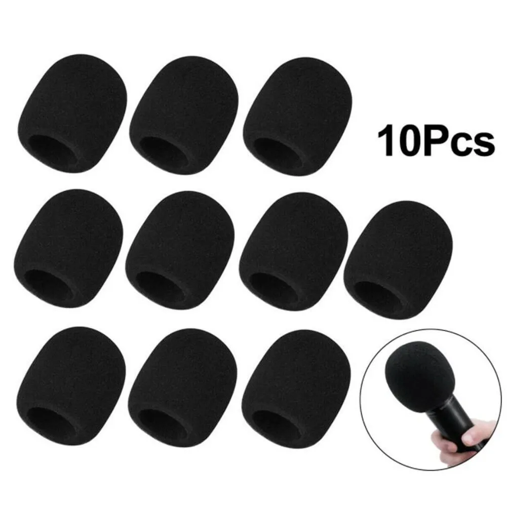 

10pcs Microphone Covers Windscreens Thicker Soft Foam High-density Sponge Avoiding Dust Black Music Instruments Accessories