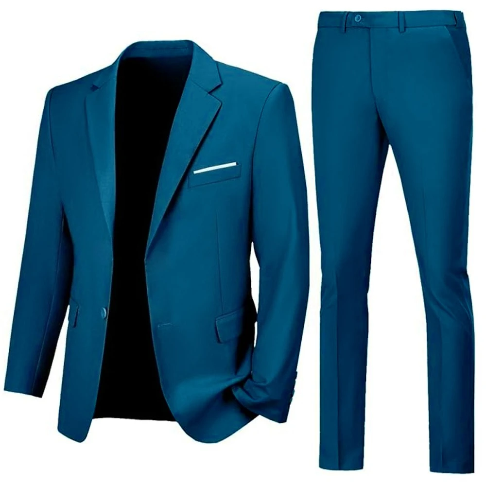 طقم بدلة رجالي قطعين (جاكيت وبنطال) بتصميم ضيق (Slim Fit) - أنيق ومناسب للمناسبات والأعراس S1f42a4a0ef4d402888346af14d789ff7L