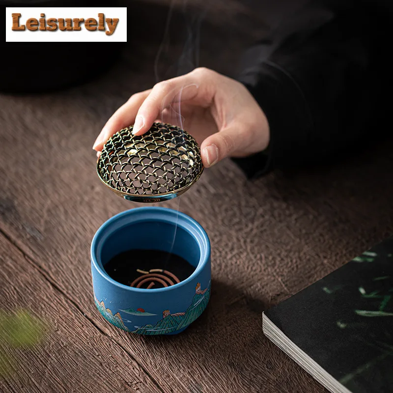 Antique Great Wall Plate Incense Holder Zen Incense Waterfall Incense Burners Consecrate Censer Tea Ceremony Accessories Craft