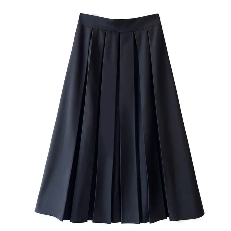 

Gray Suit Pleated Skirt Autumn and Winter High Waist Skirt Small Slimming A- line Skirt Retro Temperament Umbrella Skirt Qingyfs