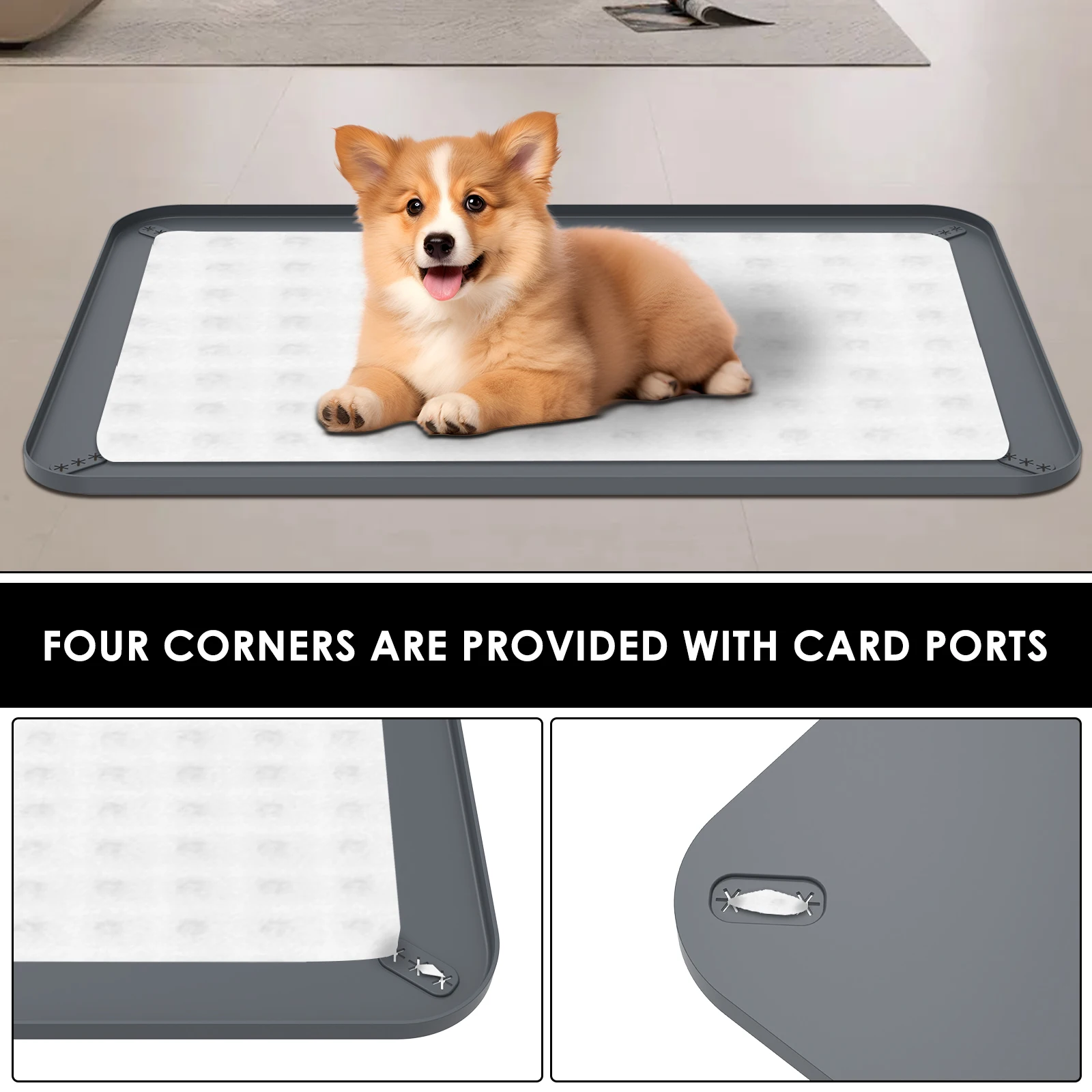 Silicone Pee Pad Holder Leak Proof Puppy Potty Training Pad Holder With Raised Edge S/M/L Dog Training Pad Holder Pet Supplies