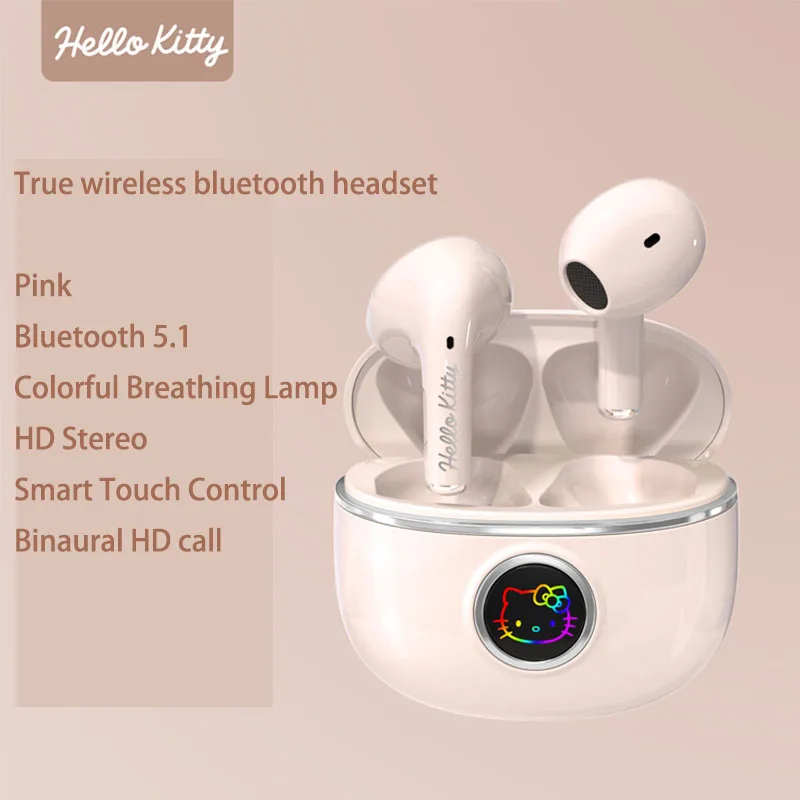 Sanrio Hello Kitty Bluetooth Earphone Wireless Headset New Kawaii 5 1 Ear mounted Noise Reduction Long