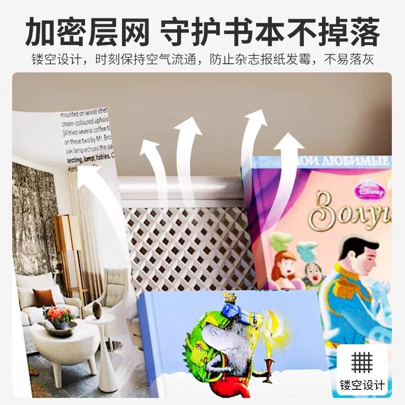 Standing Bookshelf Newspaper Magazine Storage Rack Books Periodicals Display Rack Living Room Retro Wall-mounted Bookcase FYMR