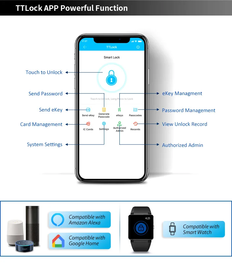 Digital electronic lock Smart lock intelligent ttlock App RFID Password code Loc