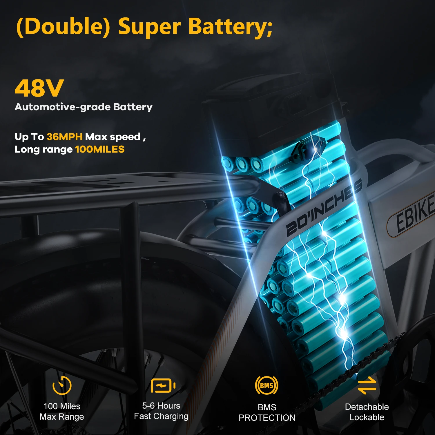 Cybervelo EK4 EK5 MARS700 Removable Battery EBike,28MPH,1000W Folding Electric Bike,80 Miles Max Range Adults, one year warrenty