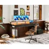 71 Inch Computer Desk with File Drawer, Reversible Office Desk with 4 Drawers & Power Outlet, LED Strip Monitor Shelf CPU Stand 2