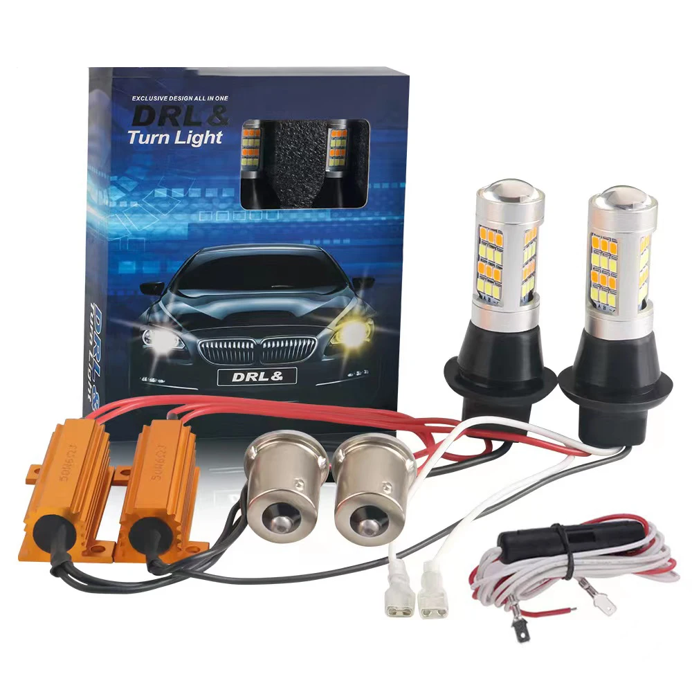 

DRL поворотный сигнал PY21W P21W светодиодный 1156 BA15S BAU15S T20 7440 W21W 2835 42smd двухрежимные дневные ходовые огни белый холодный синий Amer