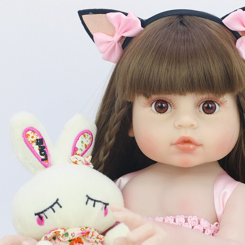 Hot Selling 55 cm Bebe Doll Reborn Toddler Girl Pink Princess Very Soft Full Body Silicone Beautiful Doll Real Touch Toy Gifts