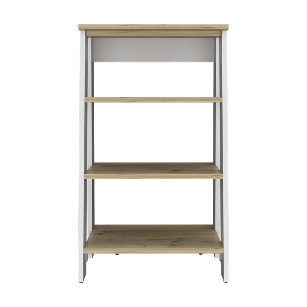 Linen Cabinet Jenne, Four Open Shelves, Light Oak / White Finish 2