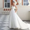 Modern Elegant Mermaid Wedding Dresses Pockets Square Collar Open Back Satin Bridal Gown Sweep Train Customized 1