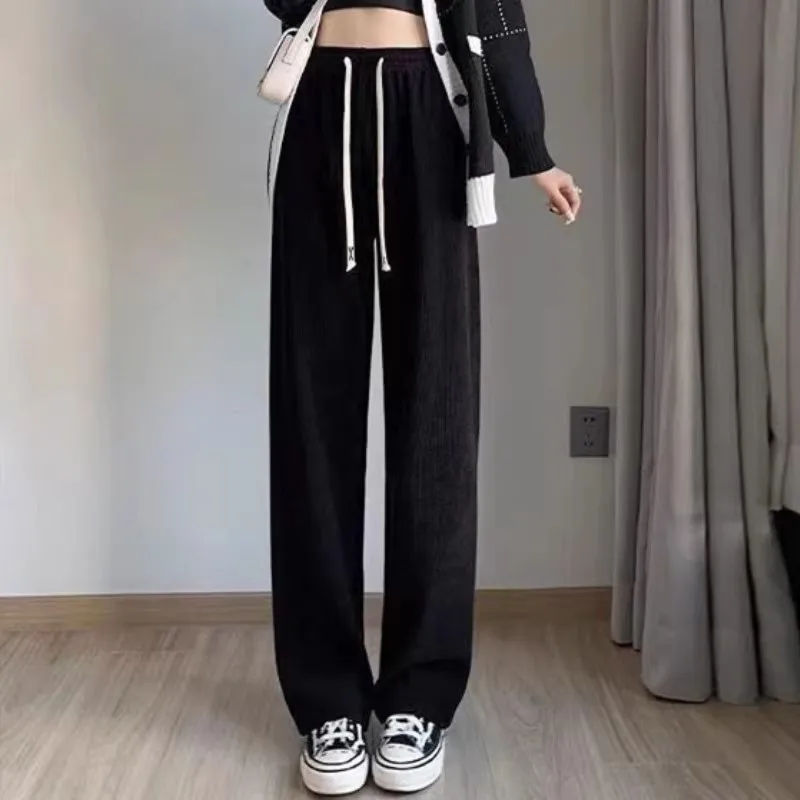 European cotton velvet wide-leg pants black [without velvet]