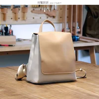 Chic Original Design Top Layer Cowhide Leather Women Backpack High Quality College Girl School Book Knapsack Rucksack Bag 2