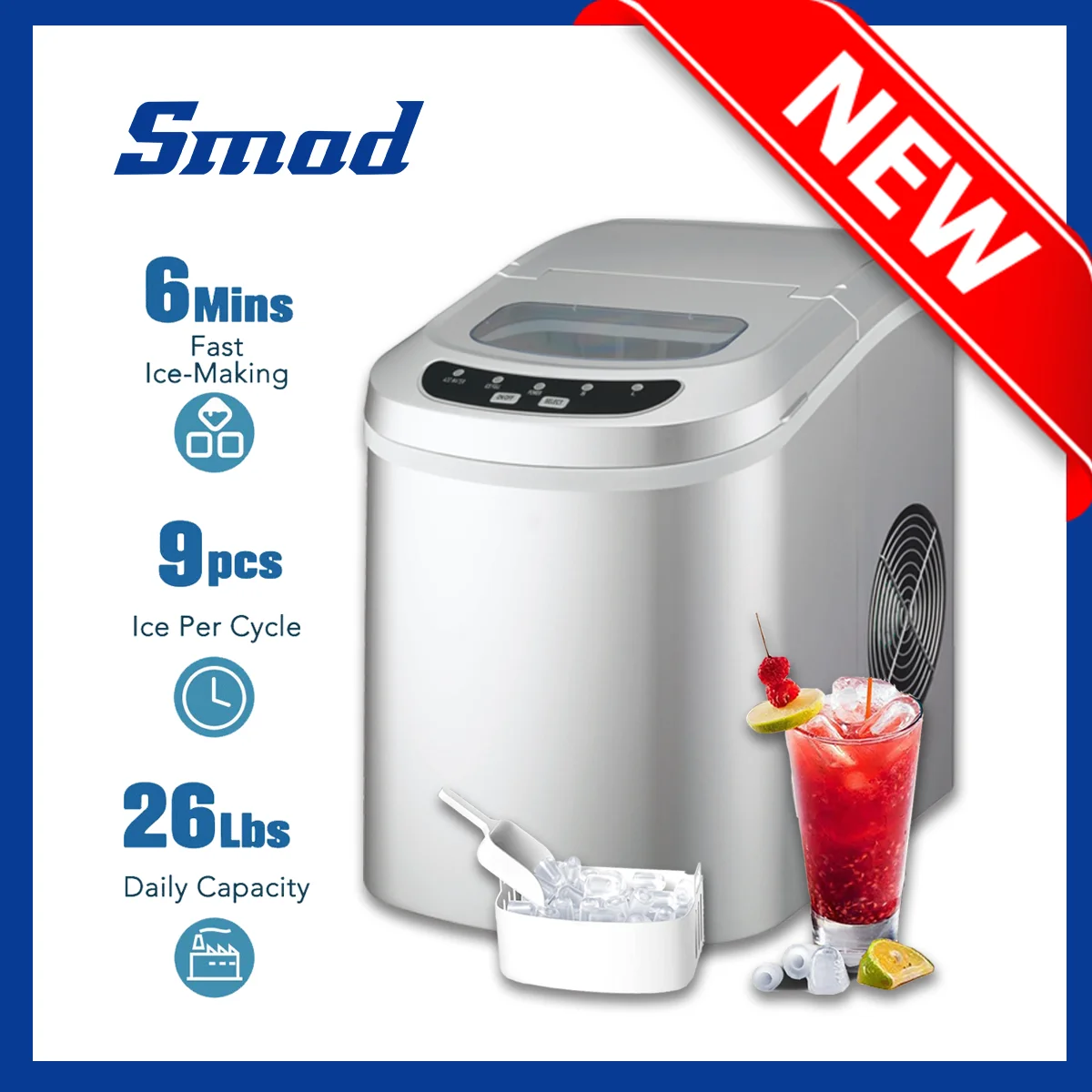 Smad Ice Maker Machine Portable Electric Bullet Automatic Household