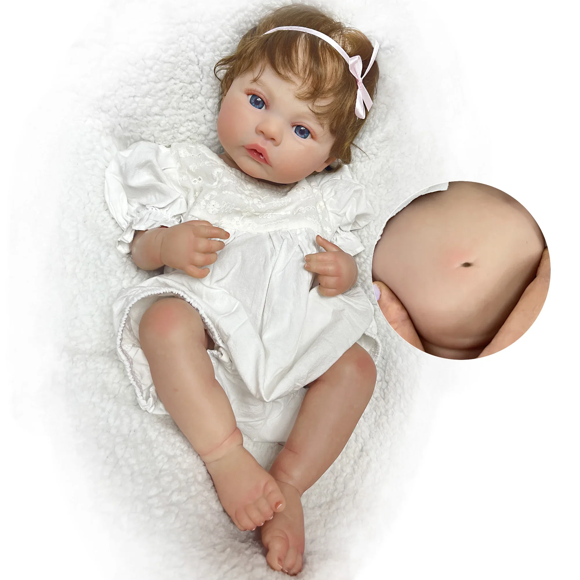 

18 Inch Meadow 3d Painted Lifelike Newborn Baby Doll Can Take Shower Handmade Bebe Reborn Doll