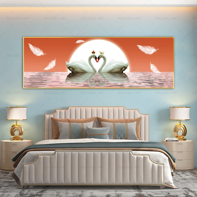 thumbnail image 1 of Pósteres e impresiones de One Piece Swans Love, pintura en lienzo de animales, arte de pared para sala de estar, dormitorio, decoración moderna del hogar sin marco, 1 of 5