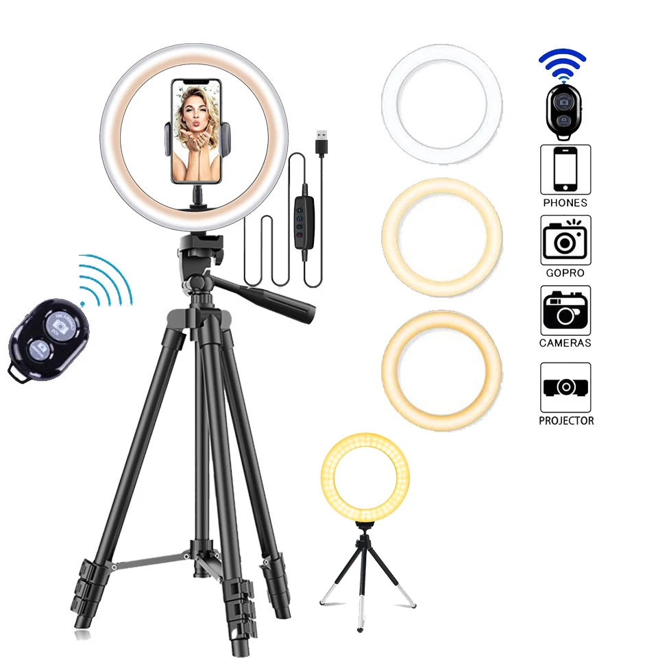 16Cm 26Cm Selfie Ring Lamp Led Ring Light Selfie Con Anello Treppiede Per Selfie Phone Video Photography Lighting Per Youtube Video