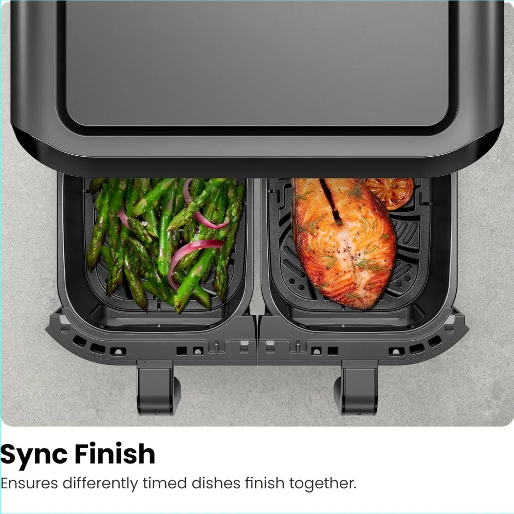 Touch Dual Air Fryer, Maximize The Healthiest Meals With Double Basket Capacity, One-Touch Digital Controls 6