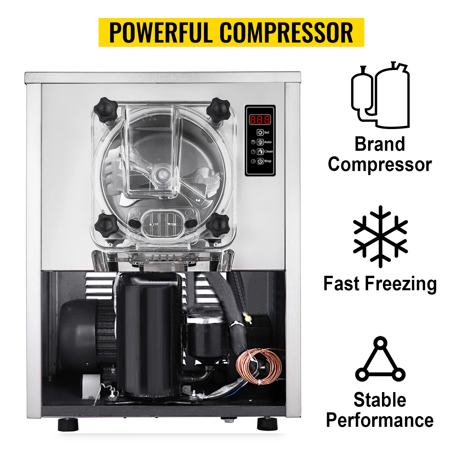 SIHAO Kommerzielle Eismaschine, 1400 W, harte Eismaschine, 16–20 l/h, Edelstahl, gefrorene Dessert-Ausrüstung – Detail 5