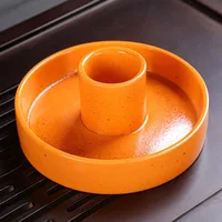 Ceramic Candle Holder Tray Easy To Clean Artistic Candlestick Minimalist Round Palo Santo Incense Burner Home Decoration 2
