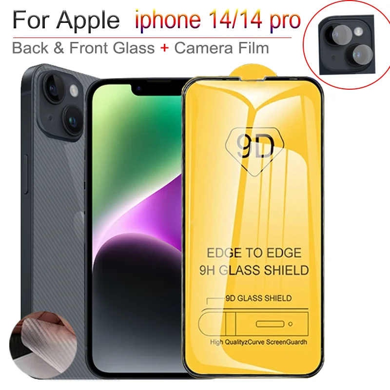 

3in1 Screen Protector For apple iphone 14 Front Back Film + Camera pelicula On iphone 14 pro max 14 plus tempered glass Realme9 Pro Plus iphone14 iphone-14 glass protector 14pro iphone