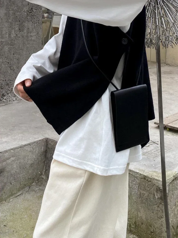 Knit Sweater Male Solid Color Plain Slit Men's Clothing Black Vest Waistcoat Sleeveless Korean Autumn Clothes Winter A Neck