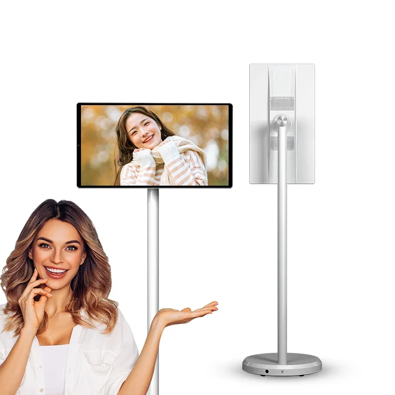 OFD 21.5 Inch Lcd Display 21.5" Inch Interactive Touch Screen TV Smart Digital Signage Display Rollable Moveable Portable Tv