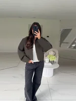 Cardigan court tricoté solide pour femmes, décontracté, manches longues, fermeture éclair, manteaux courts amples, vêtements d'extérieur à la mode pour les déplacements quotidiens, 2025 2