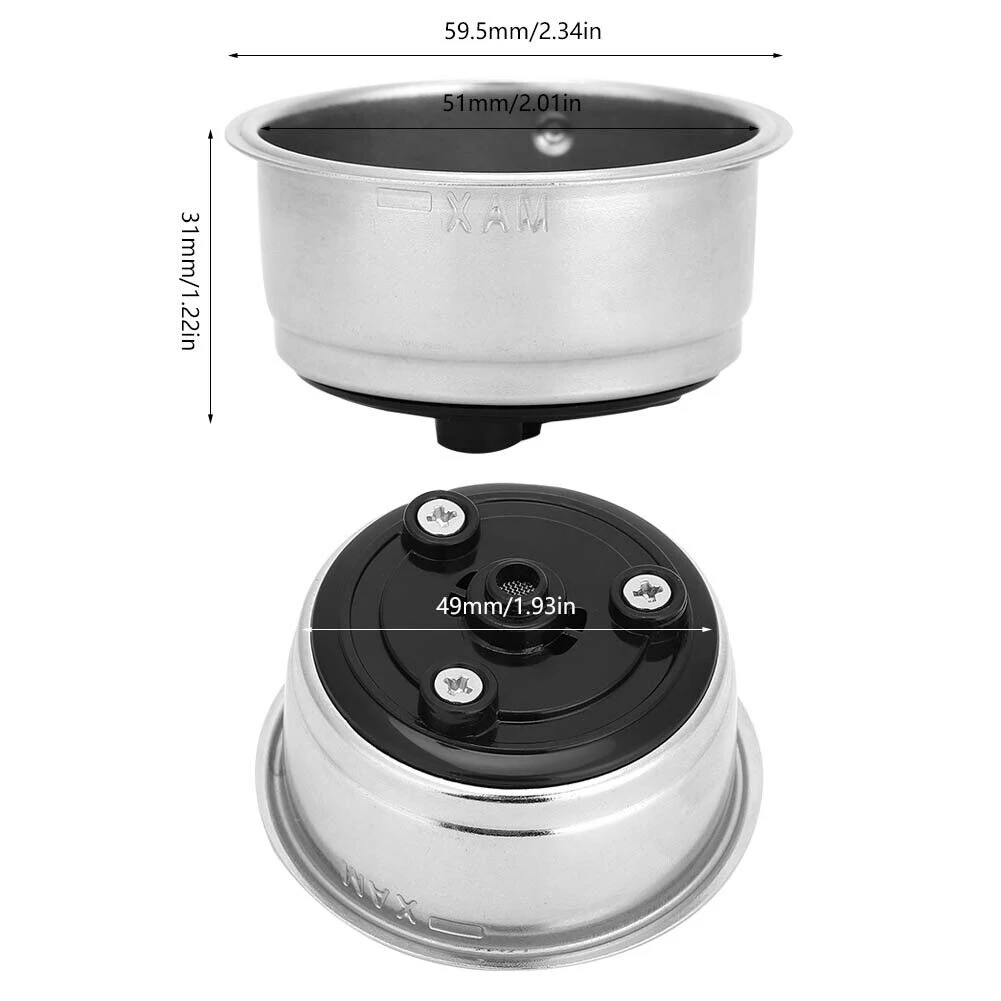 Stainless Steel Coffee Filter Basket - Single & Double Cup Removable Filter - Premium Coffee Machine Accessory