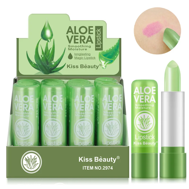 natural aloe vera moisturizing lip balm color changing lipstick lasting nourishing lipsticks lips care korean makeup cosmetics Aloe Vera Lipstick Color Changing Lip Balm Lasting Moisturizing Moisturizing Waterproof Temperature Change Lip Balm