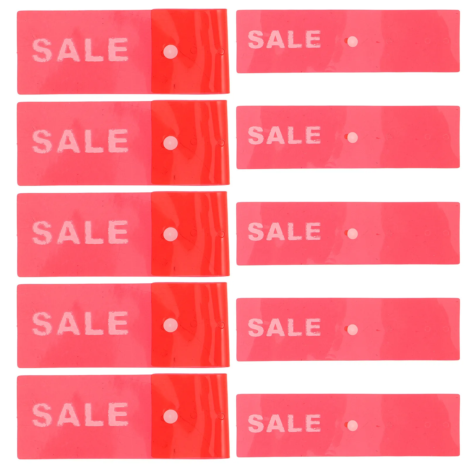 10Pcs 옷걸이 태그 PVC 플라스틱 마커 판매 라벨 스냅 디자인 재사용 가능한 소매점 조직 용품 레드