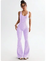 Hot Sexy Leopard Jumpsuits Sportwear Women Casual Sleeveless Backless Flare Pants Fitness Yoga Overalls Gym Running Tracksuit - Image 6