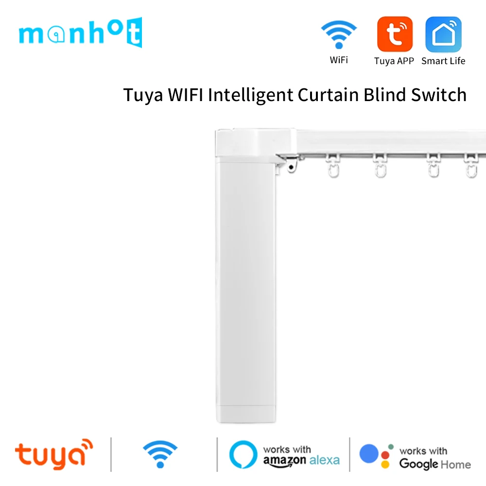 Tuya WIFI สมาร์ทไฟฟ้ารางม่านมอเตอร์ปรับแต่งด้วย RF รีโมทชัตเตอร์มอเตอร์ควบคุมเสียงสนับสนุน alice google assist 1