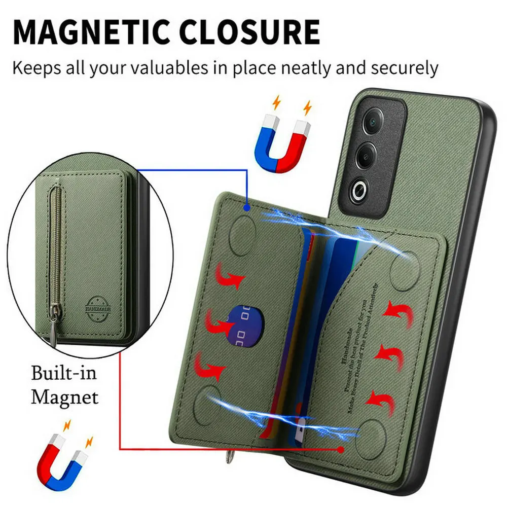 Luxury Zipper Wallet Leather Phone Case with Card Holder