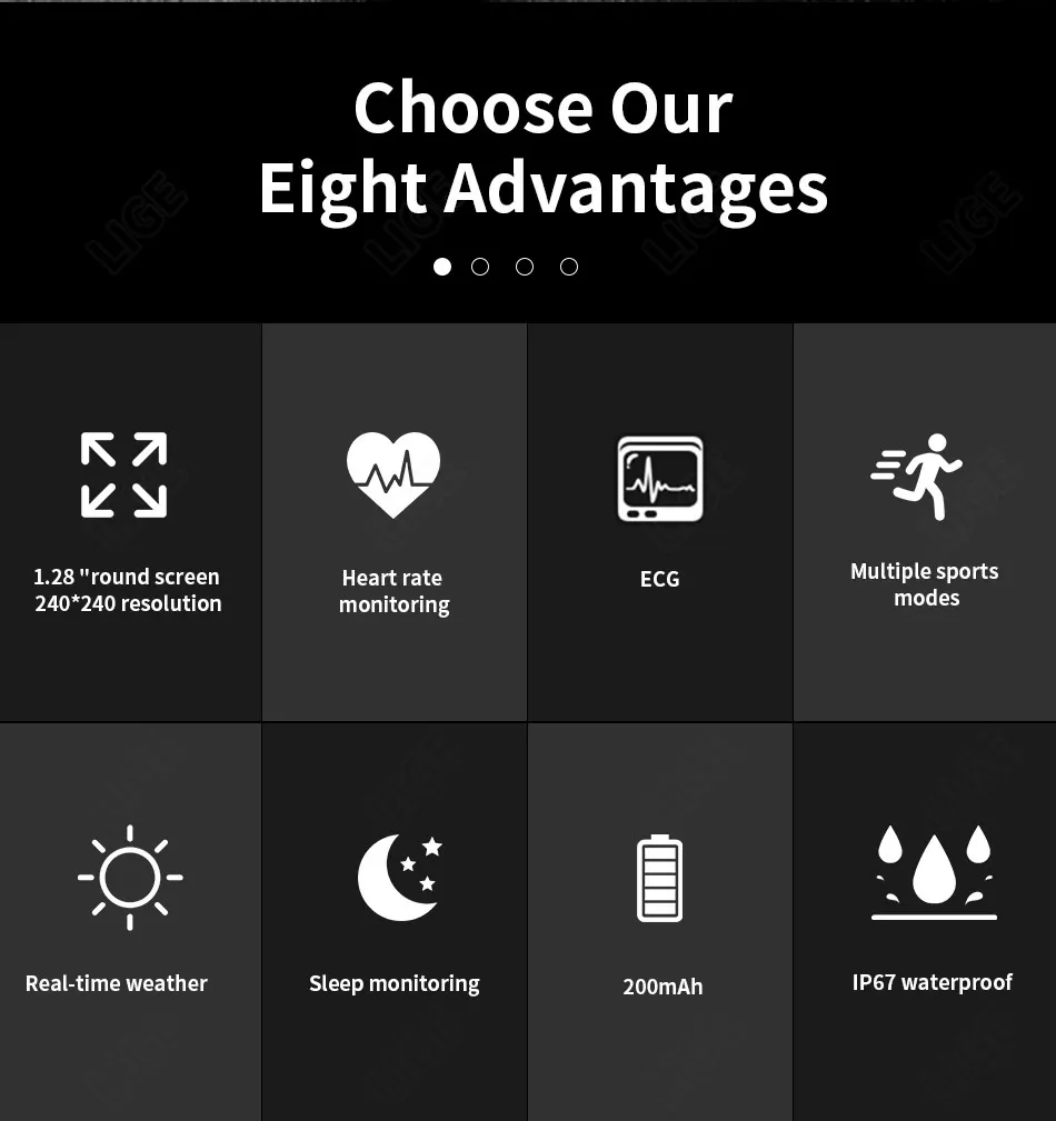 LIGE 2022 New Smart Watch Men Full Touch Dial Call Fitness Tracker IP67 Waterproof Multifunction Steel Strap Men Smartwatch+BoxLIGE Call Smart Watch Men Full Touch Screen Sport Fitness Watches IP67 Waterproof Multifunctional smartwatch For Android ios+Box