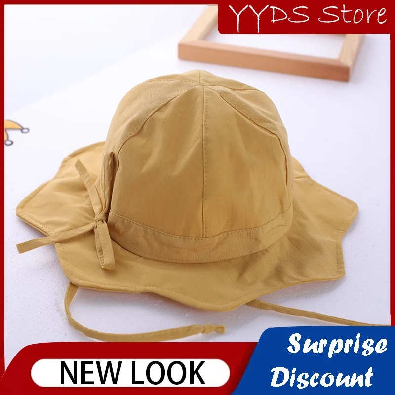 Children's Fisherman Hat Big Brim Fungus Edge Sun Protection Sun Hat Outdoor Travel Beach Hat Sun Hat Solid Color Bow Dome Hat children s fisherman hat breathable shade wool edge sun hat thin round dome children s little cat hat 1 5 year old beach hat