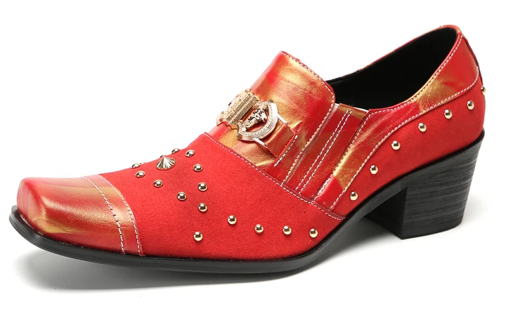 Herrenschuhe aus echtem Rindsleder, quadratische Zehenpartie, dicker Absatz, mit Nieten verziert, individuell gestaltbar, luxuriöses Schuhwerk für festliche Anlässe. – Detail 14
